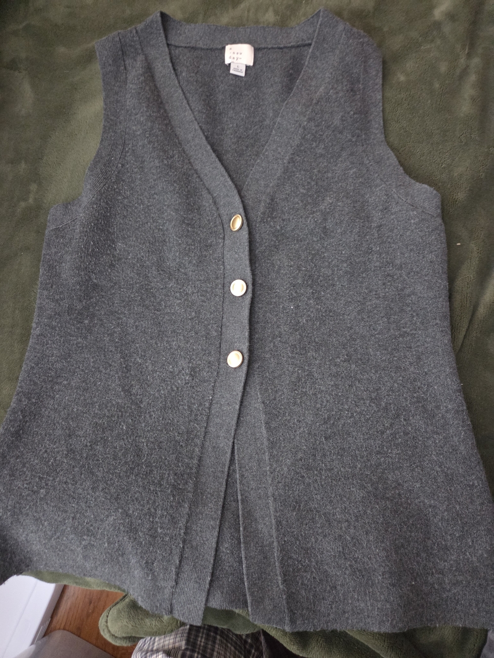 a new day Gray Wool-Blend Button Front Vest